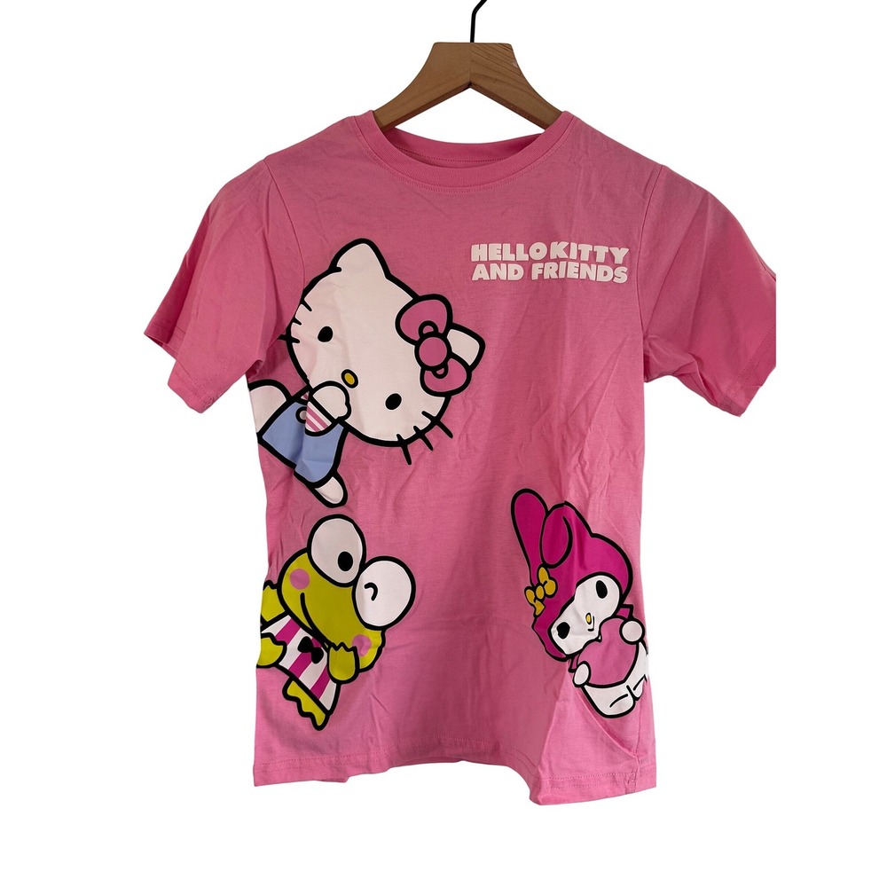 Sanrio Hello Kitty T‎ Shirt Girls Large Pink Cotton Blend Keroppi My Melody Tee